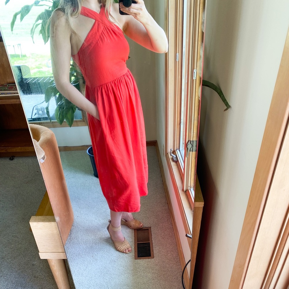 A New Day Red Linen Dress